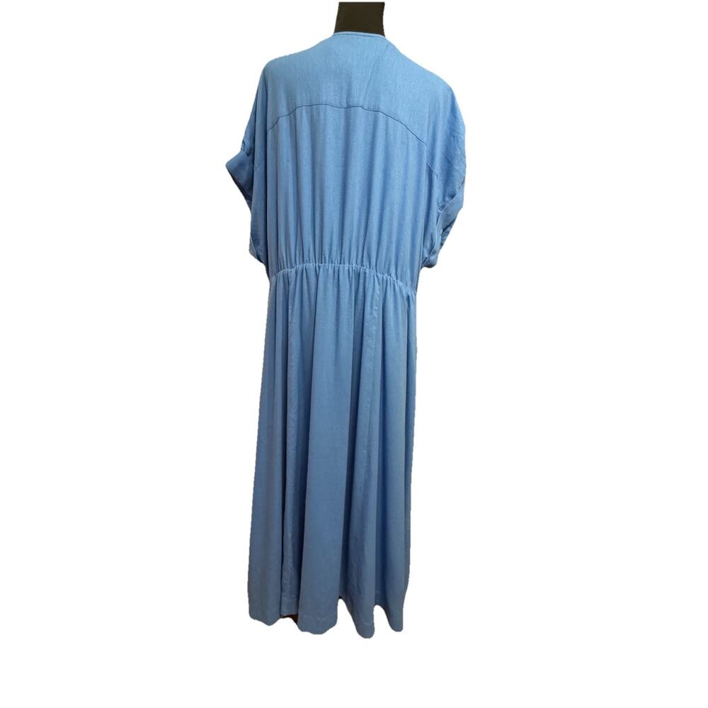Maeve By Anthropologie Dress 16W Midi Tie Front Button Down Coastal Linen Blend - Picture 6 of 12